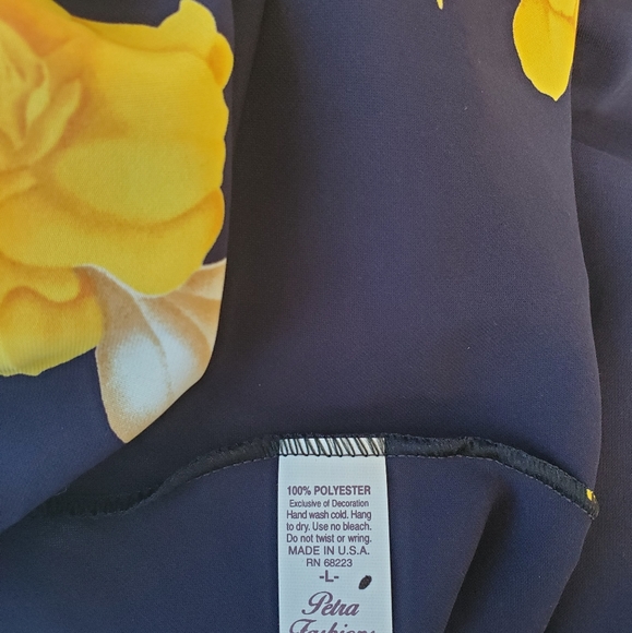 Petra Fashions cami, dark navy with bold yellow flowers spaghetti straps Large - Picture 9 of 10